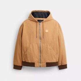 Sudadera con capucha y cremallera de lona