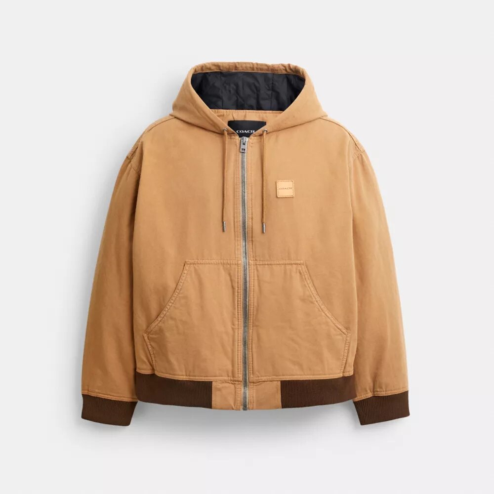 Sudadera con capucha y cremallera de lona