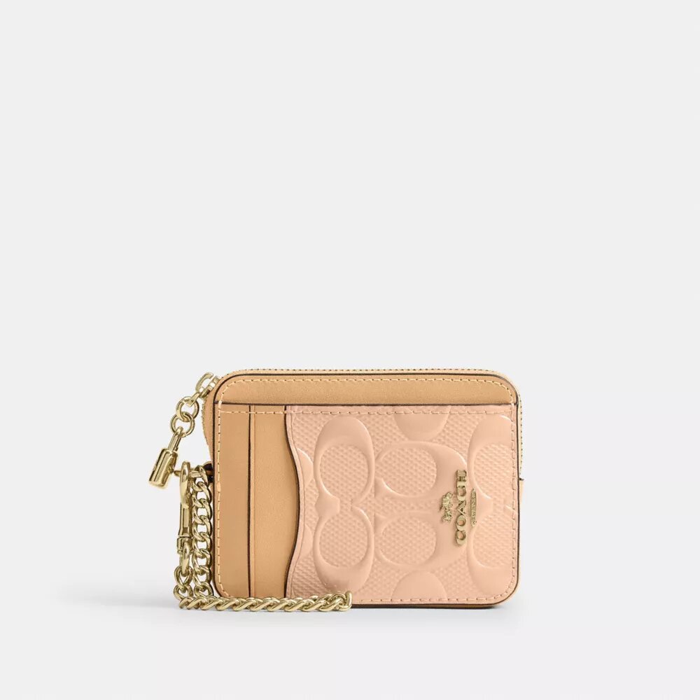 Tarjetero con cremallera de cuero exclusivo con Charms