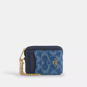 Tarjetero con cremallera en denim exclusivo