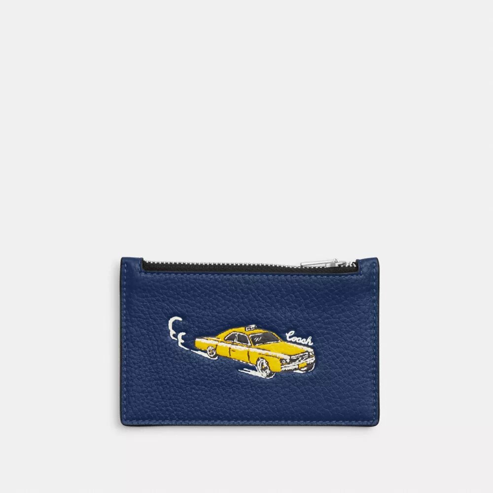Tarjetero con cremallera y estampado de coches
