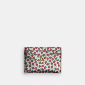 Tarjetero esencial con estampado de fresas