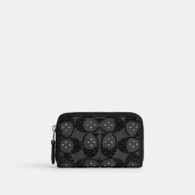 Tarjetero pequeño «Essential» con cremallera perimetral en jacquard «Crystal Signature»