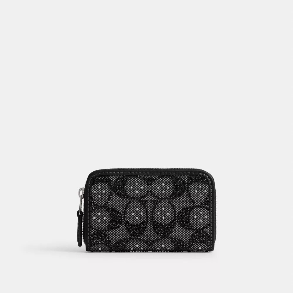Tarjetero pequeño «Essential» con cremallera perimetral en jacquard «Crystal Signature»