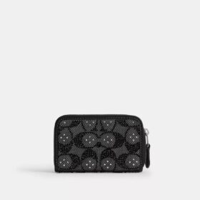 Tarjetero pequeño «Essential» con cremallera perimetral en jacquard «Crystal Signature»