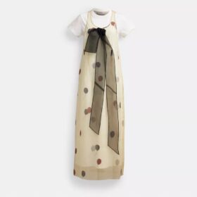Vestido globo de organza estampada