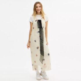 Vestido globo de organza estampada