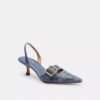 Zapatos destalonados Margot en denim con cristales