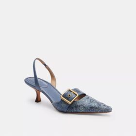 Zapatos destalonados Margot en denim con cristales