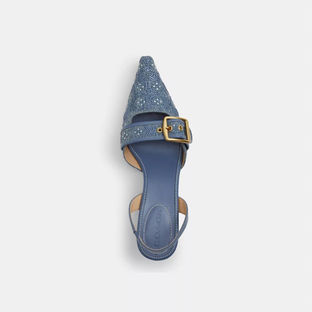 Zapatos destalonados Margot en denim con cristales