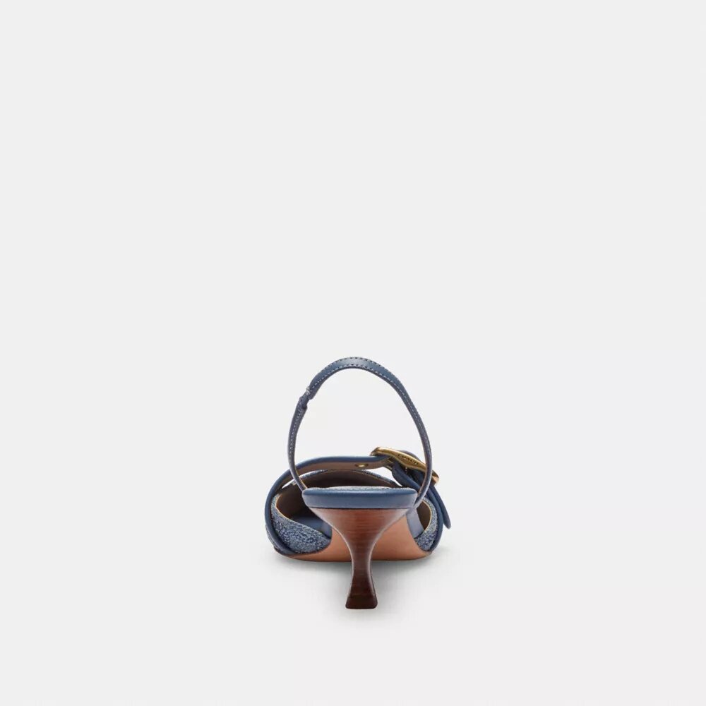 Zapatos destalonados Margot en denim con cristales