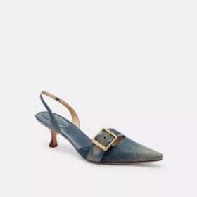 Zapatos destalonados Margot en denim desgastado