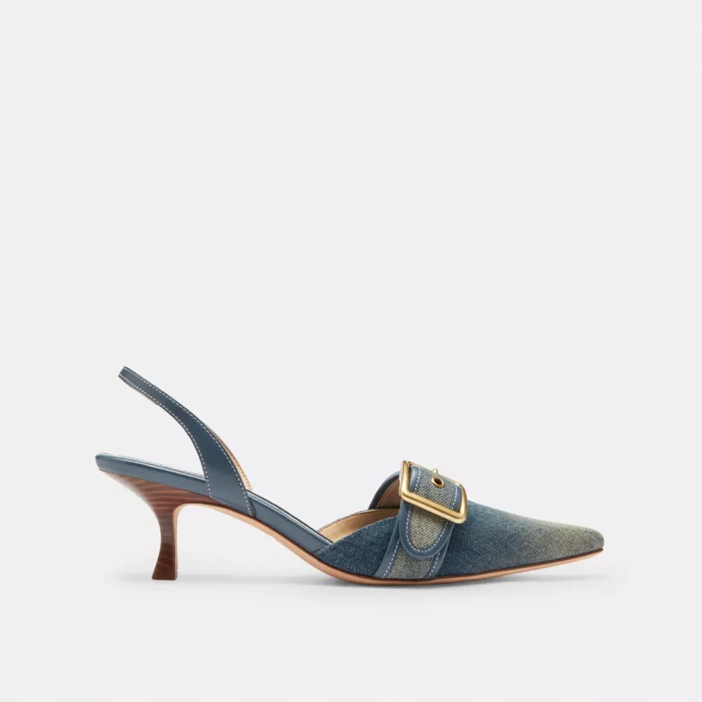 Zapatos destalonados Margot en denim desgastado