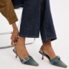 Zapatos destalonados Margot en denim desgastado