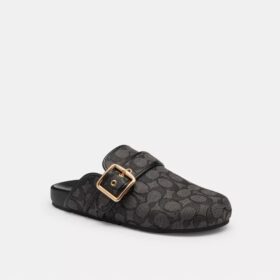 Zuecos con hebilla de archivo en jacquard característico