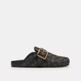 Zuecos con hebilla de archivo en jacquard característico