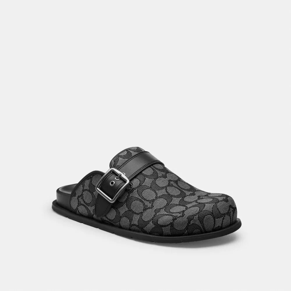 Zuecos con hebilla en jacquard exclusivo