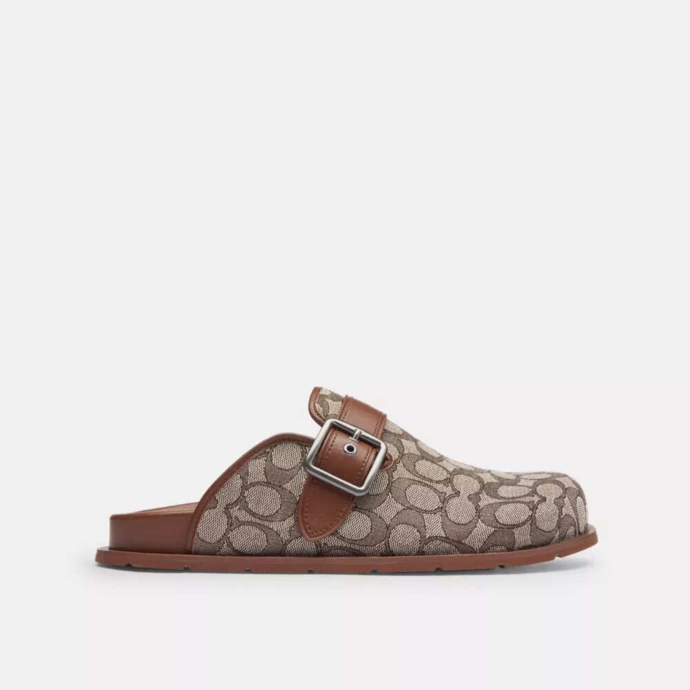 Zuecos con hebilla en jacquard exclusivo