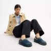 Zuecos de plataforma en forma de «C» en denim desgastado